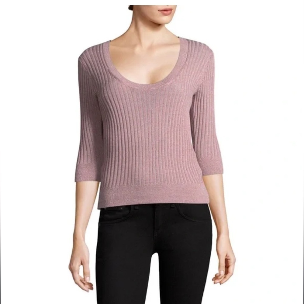 Rebecca Taylor Metallic Ribbed Lurex Sweater